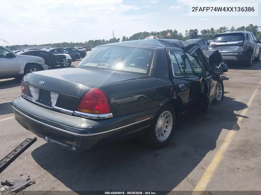 1999 Ford Crown Victoria Lx VIN: 2FAFP74W4XX136386 Lot: 45404916