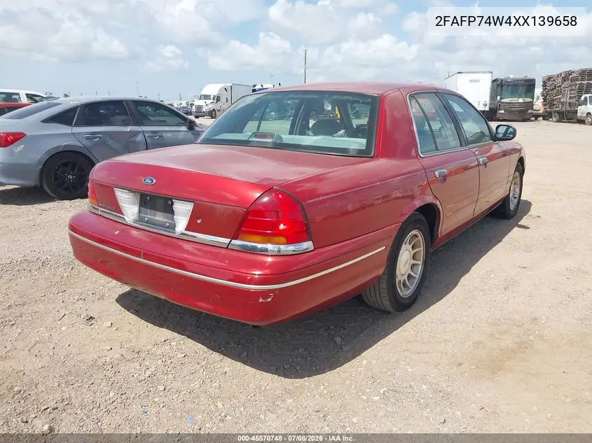 1999 Ford Crown Victoria Lx VIN: 2FAFP74W4XX139658 Lot: 45570748