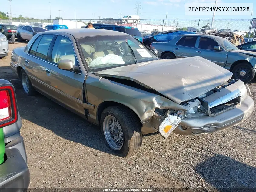 2000 Ford Crown Victoria Lx VIN: 2FAFP74W9YX138328 Lot: 45203775