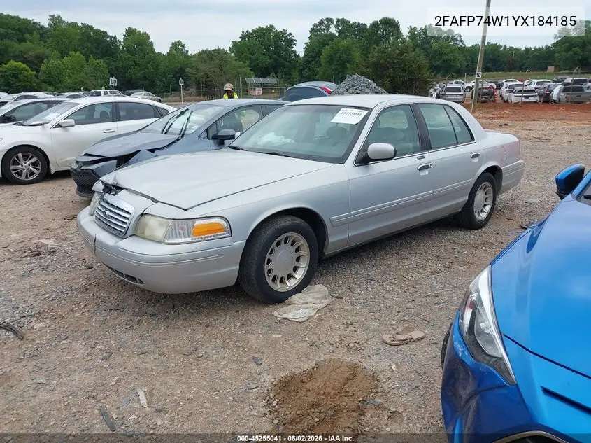 2000 Ford Crown Victoria Lx VIN: 2FAFP74W1YX184185 Lot: 45255041