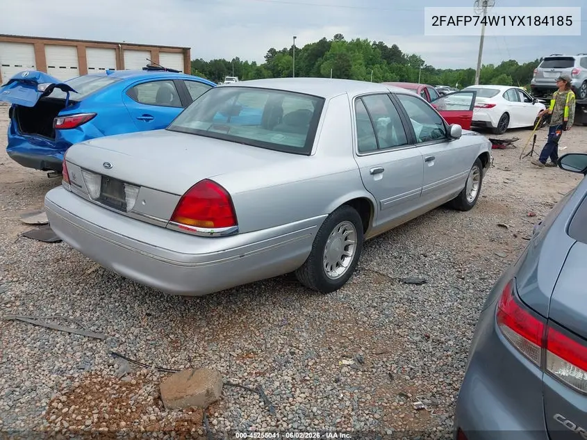 2000 Ford Crown Victoria Lx VIN: 2FAFP74W1YX184185 Lot: 45255041