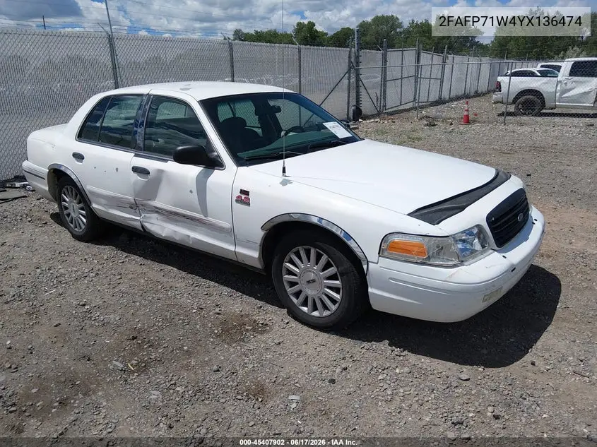 2000 Ford Crown Victoria Police Interceptor VIN: 2FAFP71W4YX136474 Lot: 45407902