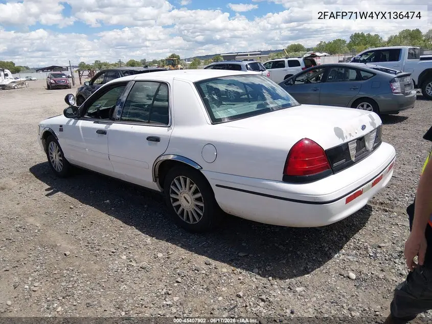 2000 Ford Crown Victoria Police Interceptor VIN: 2FAFP71W4YX136474 Lot: 45407902