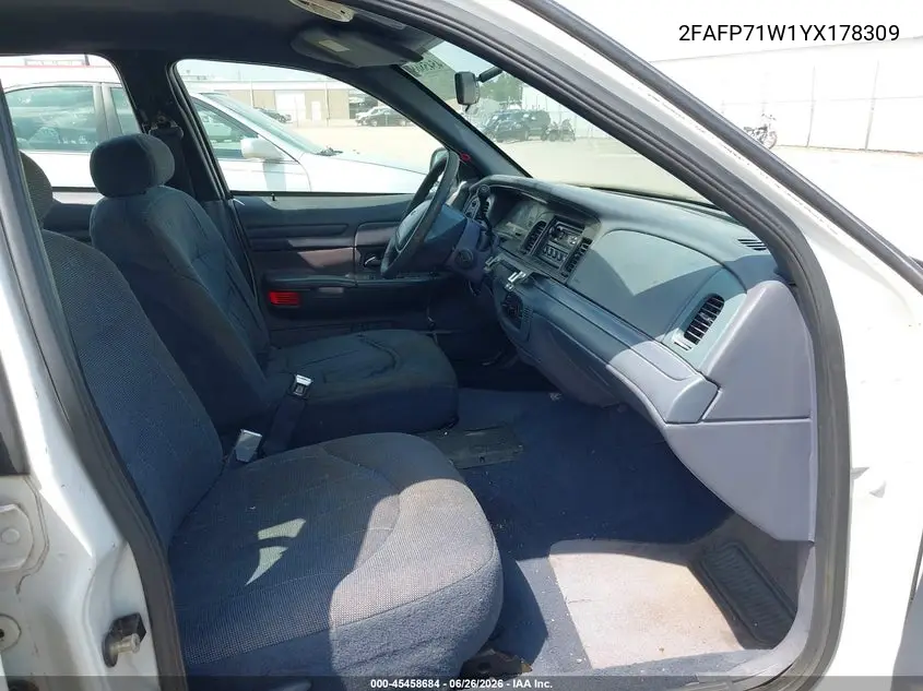 2000 Ford Crown Victoria Police Interceptor VIN: 2FAFP71W1YX178309 Lot: 45458684