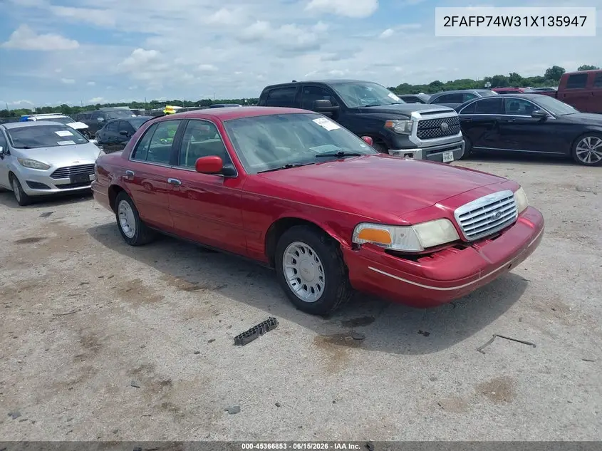 2001 Ford Crown Victoria Lx VIN: 2FAFP74W31X135947 Lot: 45366853