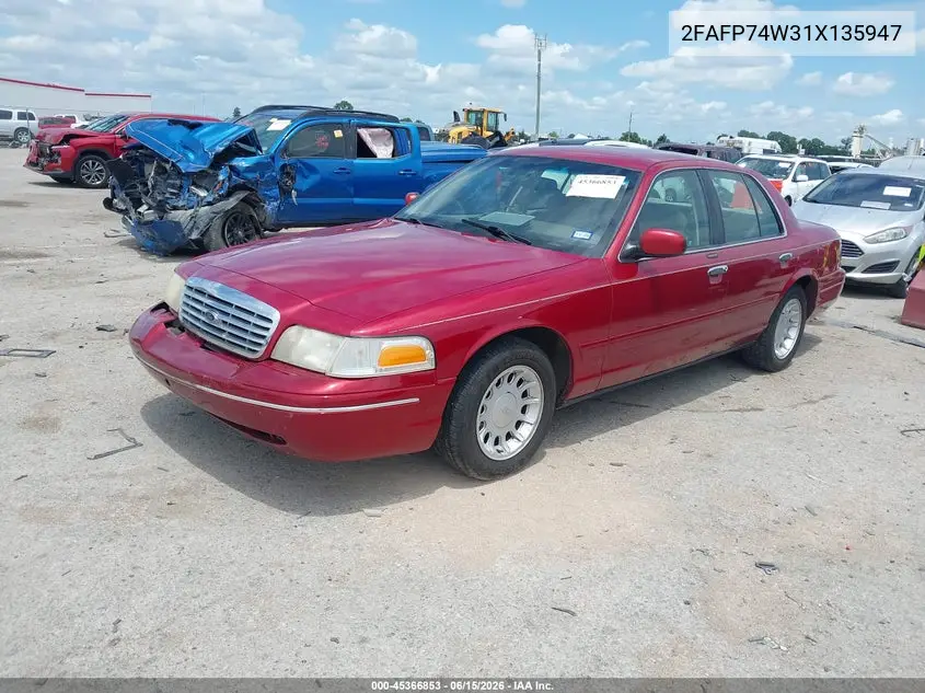2001 Ford Crown Victoria Lx VIN: 2FAFP74W31X135947 Lot: 45366853