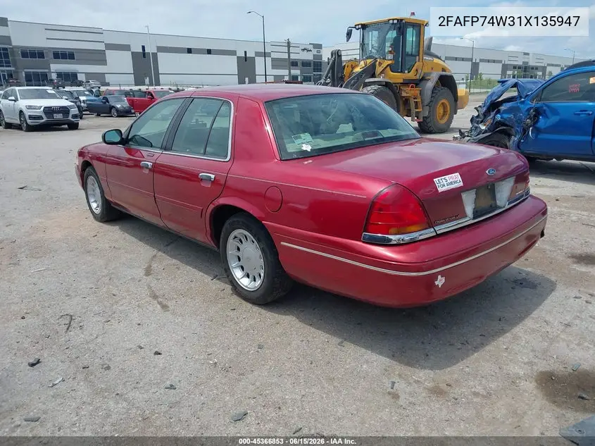 2001 Ford Crown Victoria Lx VIN: 2FAFP74W31X135947 Lot: 45366853