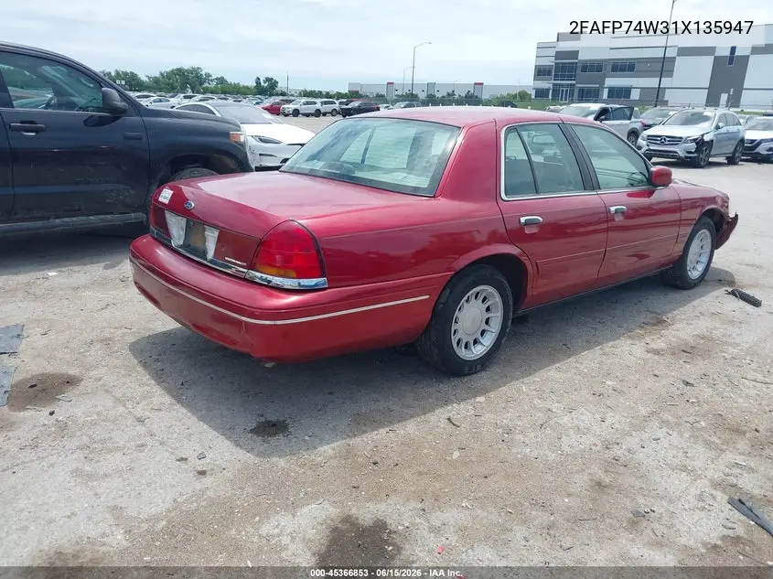 2001 Ford Crown Victoria Lx VIN: 2FAFP74W31X135947 Lot: 45366853