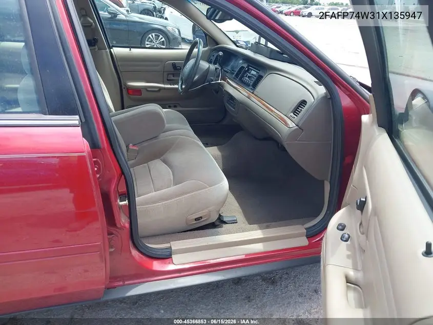 2001 Ford Crown Victoria Lx VIN: 2FAFP74W31X135947 Lot: 45366853