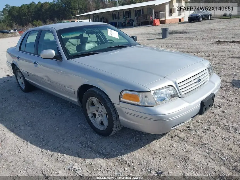 2002 Ford Crown Victoria Lx VIN: 2FAFP74W52X140651 Lot: 44493920