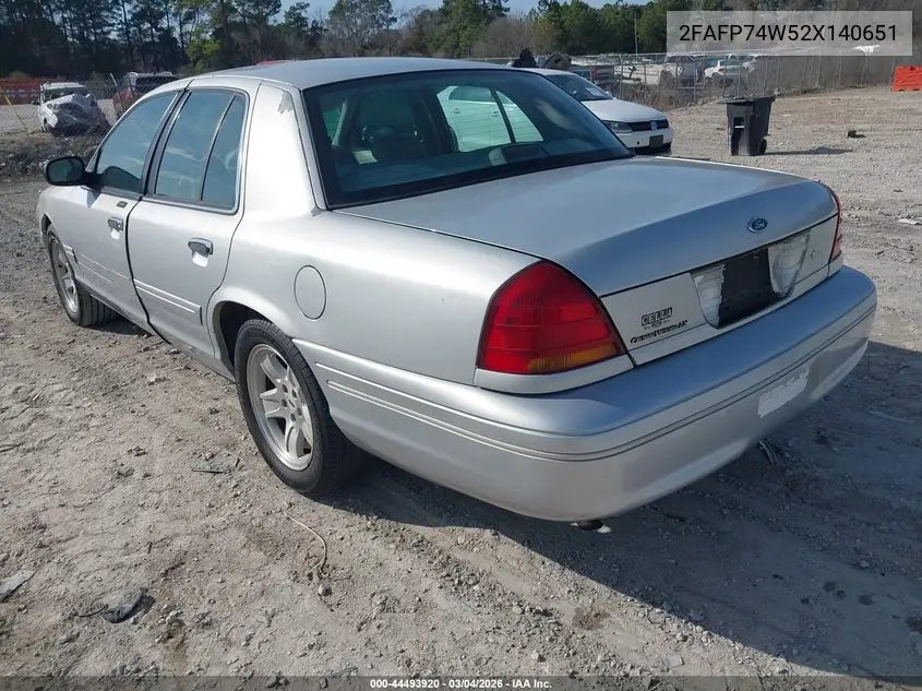 2002 Ford Crown Victoria Lx VIN: 2FAFP74W52X140651 Lot: 44493920