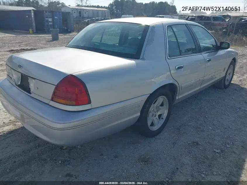 2002 Ford Crown Victoria Lx VIN: 2FAFP74W52X140651 Lot: 44493920