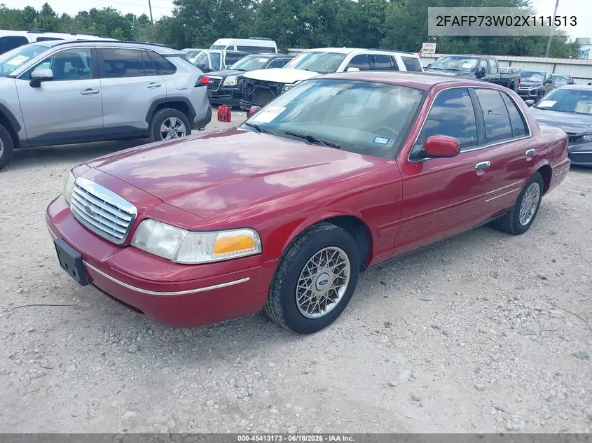 2002 Ford Crown Victoria Standard VIN: 2FAFP73W02X111513 Lot: 45413173
