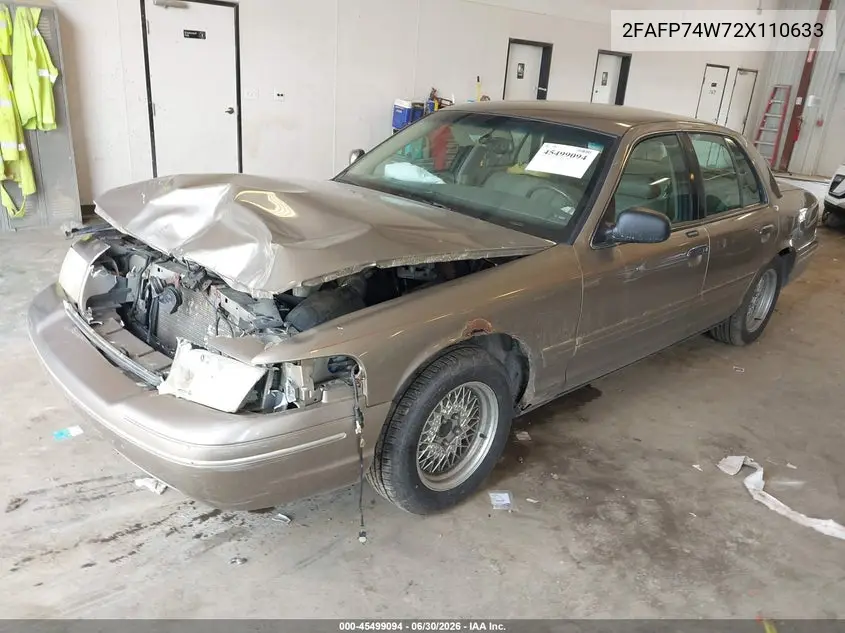 2002 Ford Crown Victoria Lx VIN: 2FAFP74W72X110633 Lot: 45499094