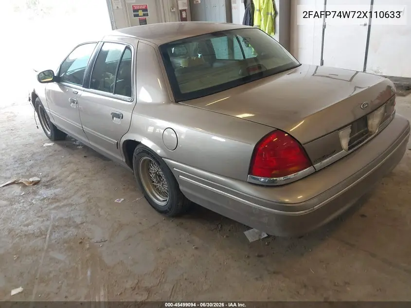 2002 Ford Crown Victoria Lx VIN: 2FAFP74W72X110633 Lot: 45499094