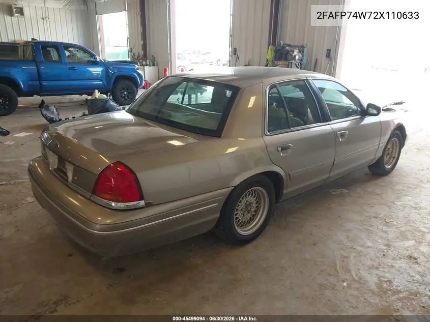2002 Ford Crown Victoria Lx VIN: 2FAFP74W72X110633 Lot: 45499094