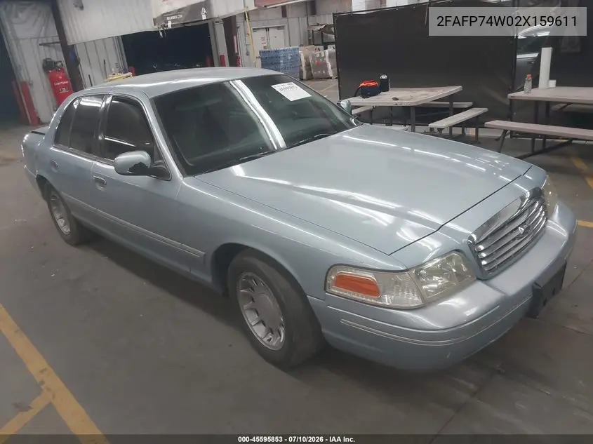 2002 Ford Crown Victoria Lx VIN: 2FAFP74W02X159611 Lot: 45595853