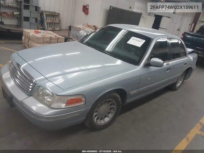 2002 Ford Crown Victoria Lx VIN: 2FAFP74W02X159611 Lot: 45595853
