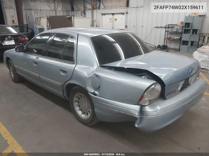 2002 Ford Crown Victoria Lx VIN: 2FAFP74W02X159611 Lot: 45595853