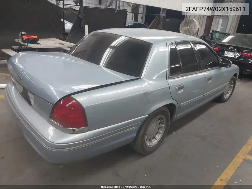 2002 Ford Crown Victoria Lx VIN: 2FAFP74W02X159611 Lot: 45595853