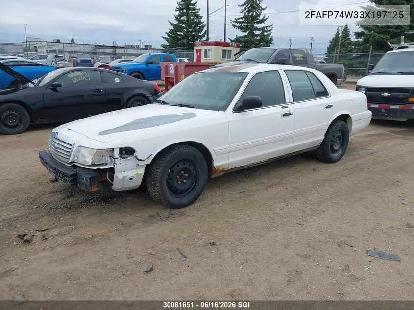 2003 Ford Crown Victoria Lx VIN: 2FAFP74W33X197125 Lot: 30081651