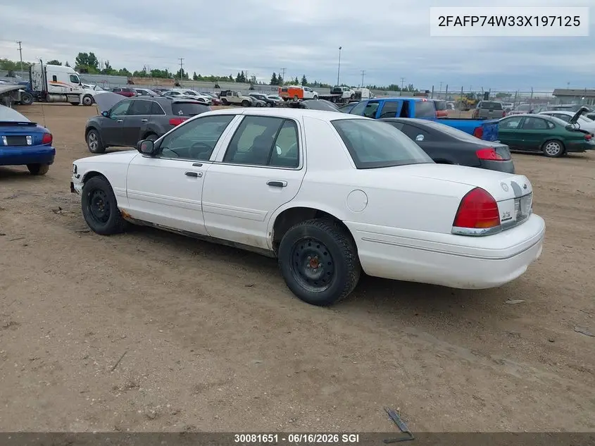 2003 Ford Crown Victoria Lx VIN: 2FAFP74W33X197125 Lot: 30081651