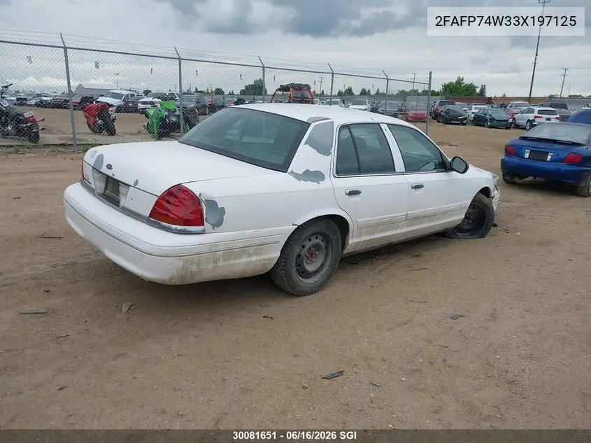 2003 Ford Crown Victoria Lx VIN: 2FAFP74W33X197125 Lot: 30081651