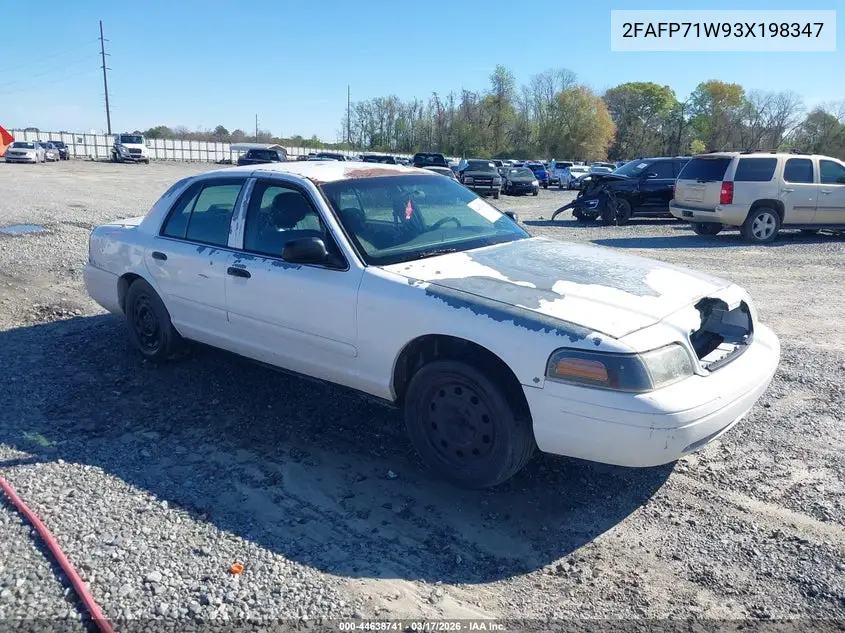 2003 Ford Crown Victoria Police VIN: 2FAFP71W93X198347 Lot: 44638741