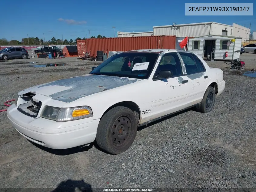 2003 Ford Crown Victoria Police VIN: 2FAFP71W93X198347 Lot: 44638741