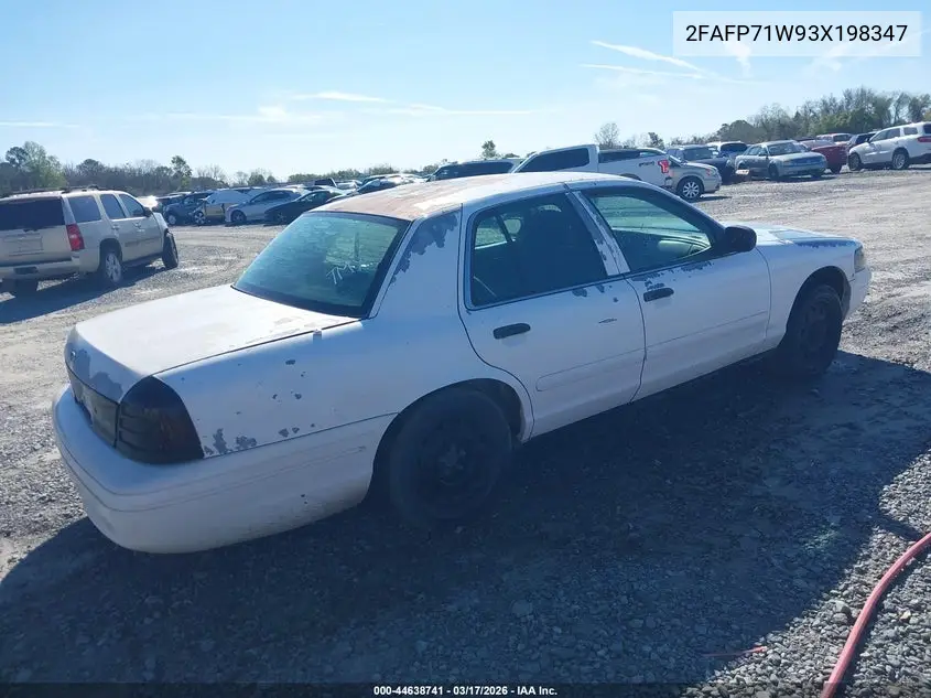 2003 Ford Crown Victoria Police VIN: 2FAFP71W93X198347 Lot: 44638741