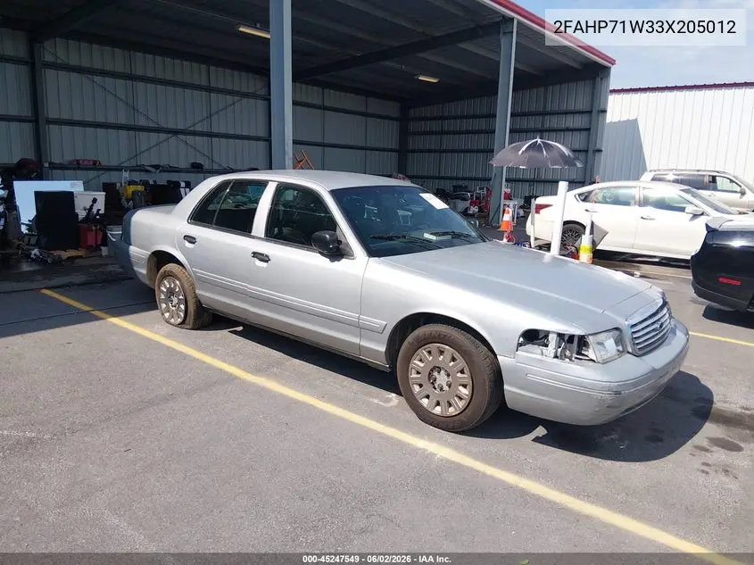 2003 Ford Crown Victoria Police VIN: 2FAHP71W33X205012 Lot: 45247549
