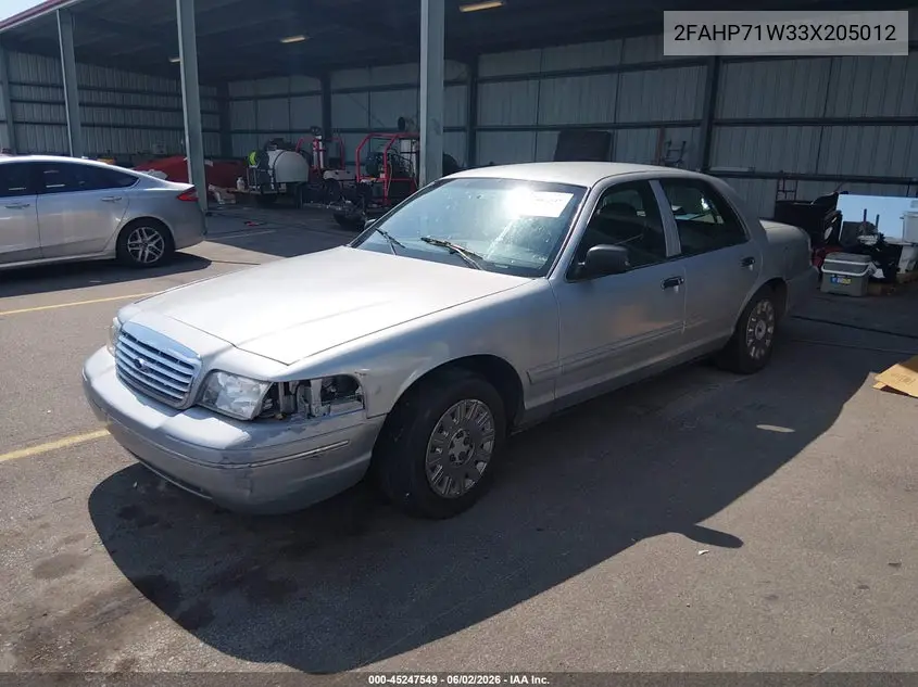 2003 Ford Crown Victoria Police VIN: 2FAHP71W33X205012 Lot: 45247549