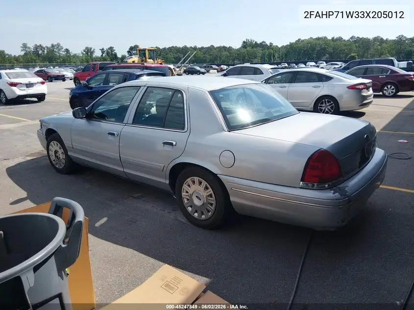 2003 Ford Crown Victoria Police VIN: 2FAHP71W33X205012 Lot: 45247549