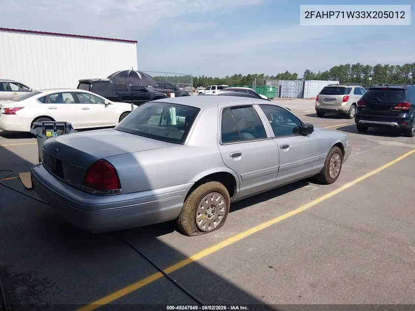 2003 Ford Crown Victoria Police VIN: 2FAHP71W33X205012 Lot: 45247549