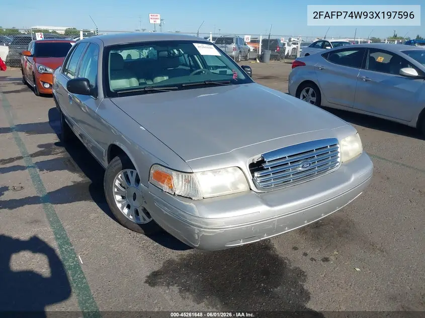 2003 Ford Crown Victoria Lx VIN: 2FAFP74W93X197596 Lot: 45261648