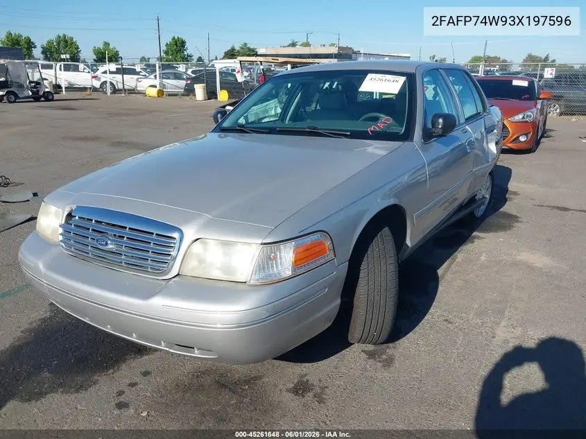 2003 Ford Crown Victoria Lx VIN: 2FAFP74W93X197596 Lot: 45261648