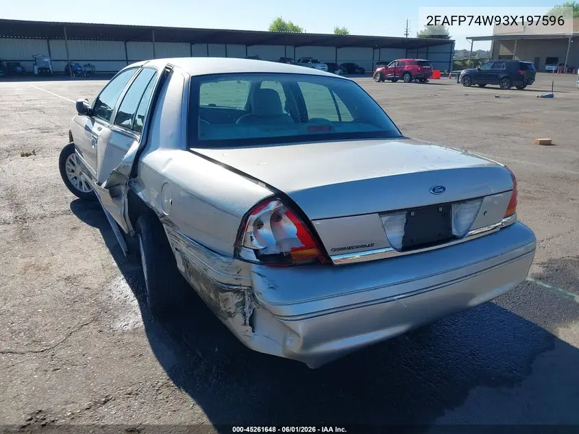 2003 Ford Crown Victoria Lx VIN: 2FAFP74W93X197596 Lot: 45261648