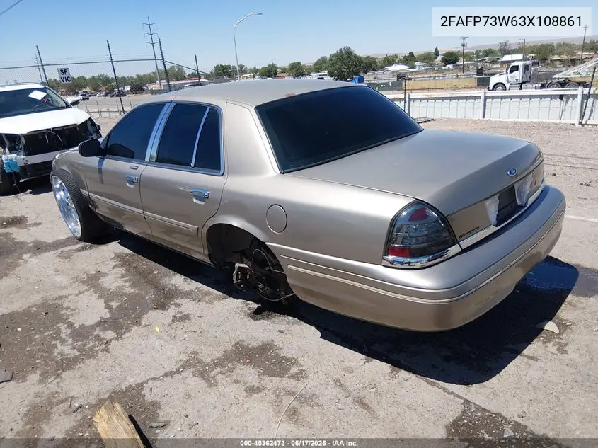 2003 Ford Crown Victoria Standard VIN: 2FAFP73W63X108861 Lot: 45362473