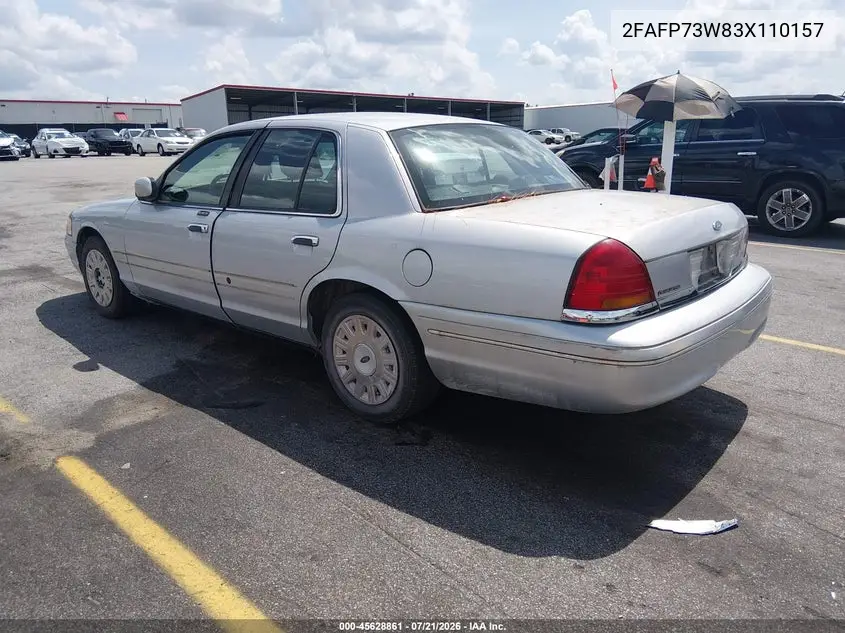 2003 Ford Crown Victoria Standard VIN: 2FAFP73W83X110157 Lot: 45628861