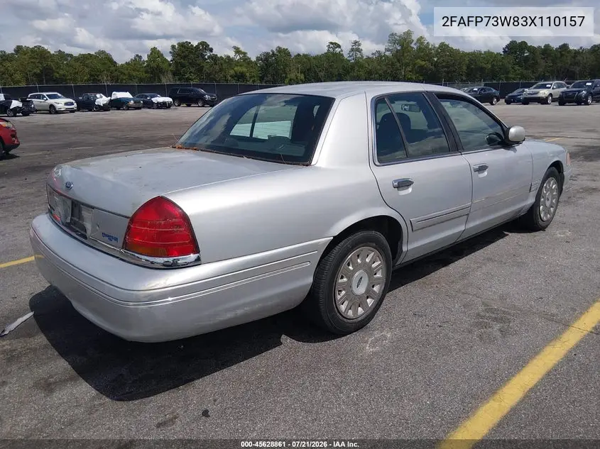 2003 Ford Crown Victoria Standard VIN: 2FAFP73W83X110157 Lot: 45628861