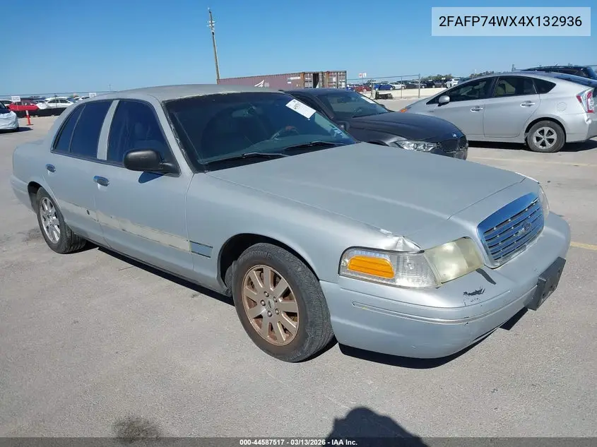 2004 Ford Crown Victoria Lx VIN: 2FAFP74WX4X132936 Lot: 44587517