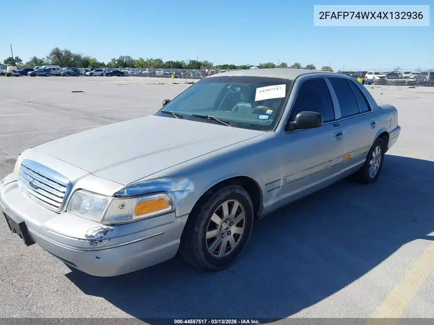 2004 Ford Crown Victoria Lx VIN: 2FAFP74WX4X132936 Lot: 44587517