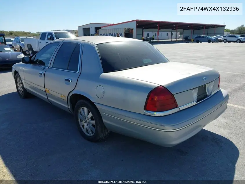 2004 Ford Crown Victoria Lx VIN: 2FAFP74WX4X132936 Lot: 44587517