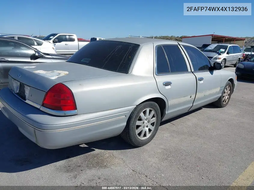2004 Ford Crown Victoria Lx VIN: 2FAFP74WX4X132936 Lot: 44587517