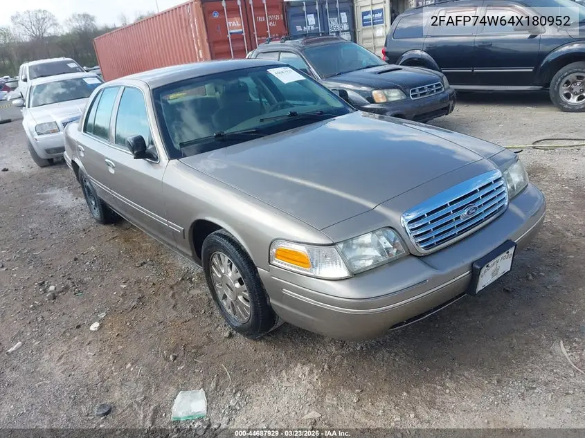 2004 Ford Crown Victoria Lx VIN: 2FAFP74W64X180952 Lot: 44687929