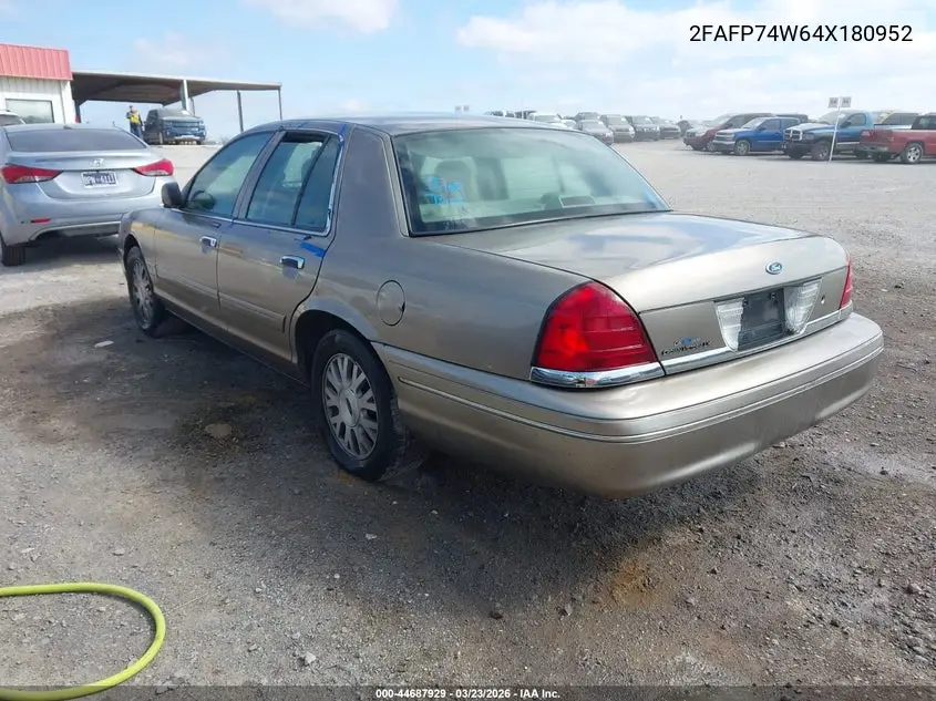 2004 Ford Crown Victoria Lx VIN: 2FAFP74W64X180952 Lot: 44687929
