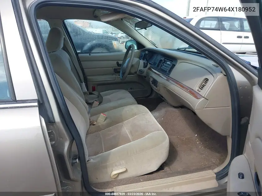 2004 Ford Crown Victoria Lx VIN: 2FAFP74W64X180952 Lot: 44687929