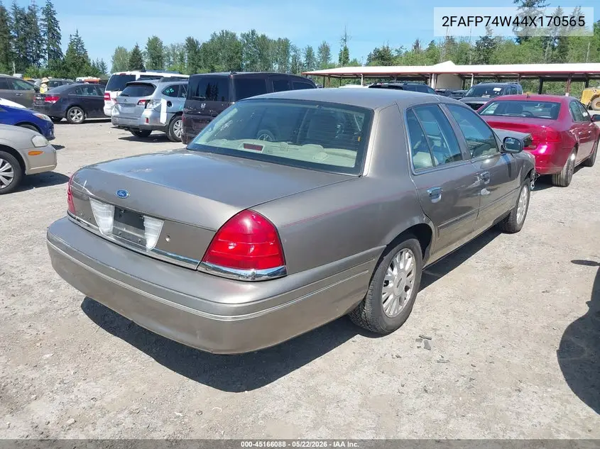 2004 Ford Crown Victoria Lx VIN: 2FAFP74W44X170565 Lot: 45166088
