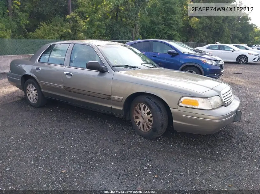 2004 Ford Crown Victoria Lx VIN: 2FAFP74W94X182212 Lot: 45571234