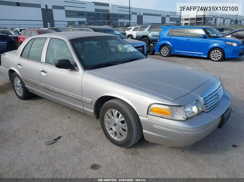 2005 Ford Crown Victoria Lx/Lx Sport VIN: 2FAFP74W35X102100 Lot: 44667555